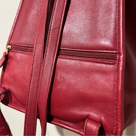 Vintage Coach Large Red Leather Daypack Backpack RARE - Picture 10 of 17